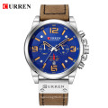 Curren 8314 Sport Watches Chronograph Man WristWatch Fashion Brand Military Leather Waterproof Quartz Calendar Watch